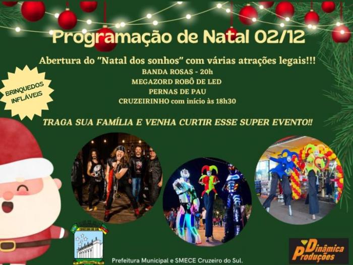 Abertura da programação natalina ocorre nesta sexta-feira, dia 2 -  Prefeitura Municipal de Cruzeiro do Sul