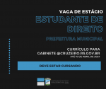 Prefeitura de Cruzeiro do Sul abre vaga de estágio para estudante de direito